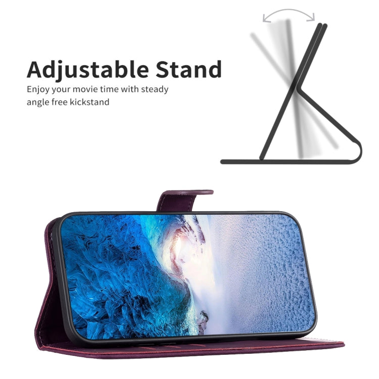 For Samsung Galaxy S25 5G Plaid Embossed Leather Phone Case