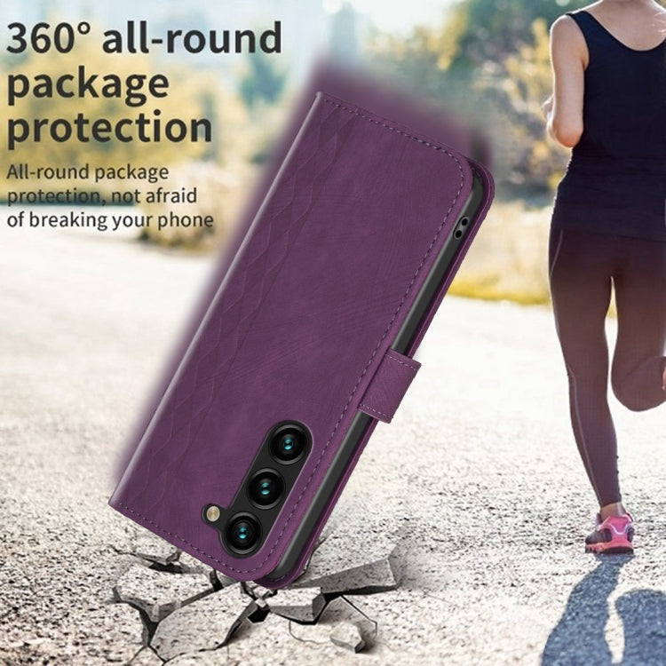 For Samsung Galaxy S25 5G Plaid Embossed Leather Phone Case