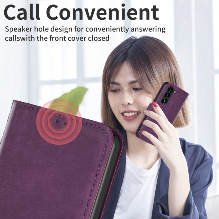 For Samsung Galaxy S25 5G Plaid Embossed Leather Phone Case