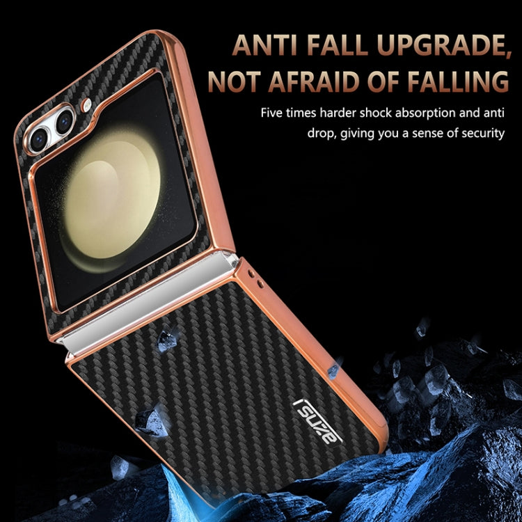 For Samsung Galaxy Z Flip6 5G / 7 FE AZNS Electroplated Edge Carbon Fiber Texture Phone Case