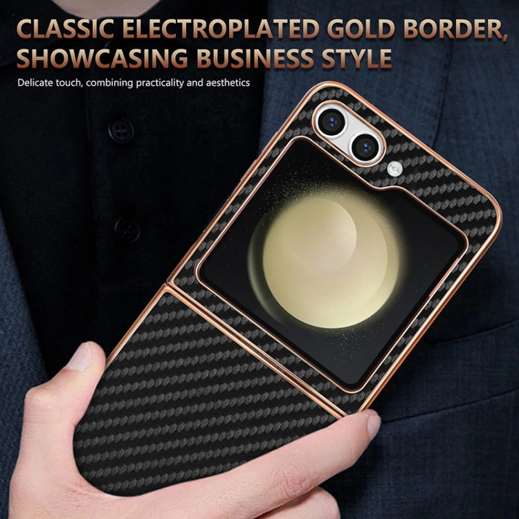 For Samsung Galaxy Z Flip6 5G / 7 FE AZNS Electroplated Edge Carbon Fiber Texture Phone Case