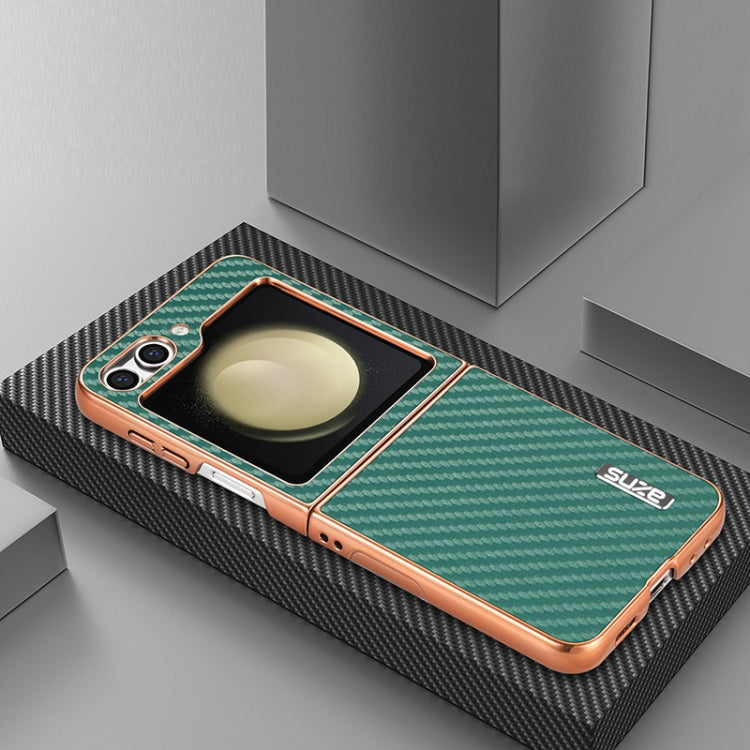 For Samsung Galaxy Z Flip6 5G / 7 FE AZNS Electroplated Edge Carbon Fiber Texture Phone Case