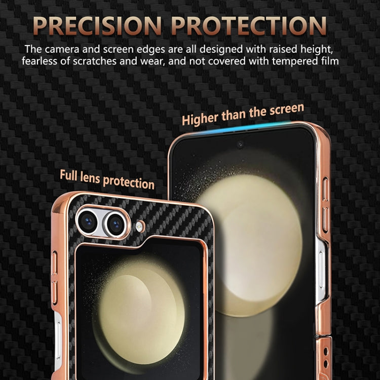 For Samsung Galaxy Z Flip5 5G AZNS Electroplated Edge Carbon Fiber Texture Phone Case