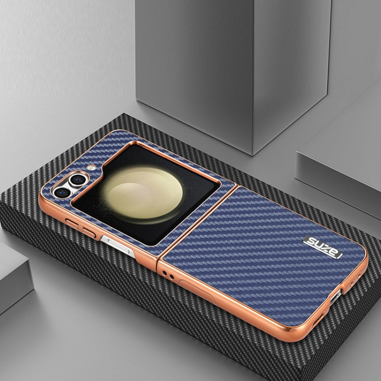 For Samsung Galaxy Z Flip5 5G AZNS Electroplated Edge Carbon Fiber Texture Phone Case