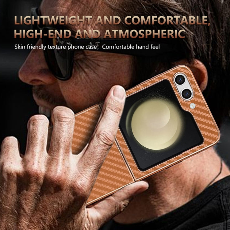 For Samsung Galaxy Z Flip5 5G AZNS Electroplated Edge Carbon Fiber Texture Phone Case