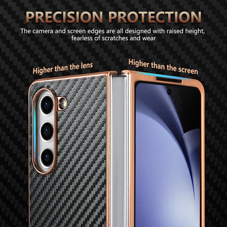 For Samsung Galaxy Z Fold6 5G AZNS Electroplated Edge Carbon Fiber Texture Phone Case