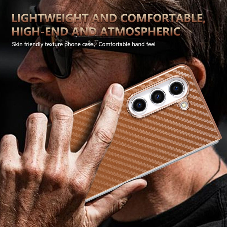 For Samsung Galaxy Z Fold6 5G AZNS Electroplated Edge Carbon Fiber Texture Phone Case