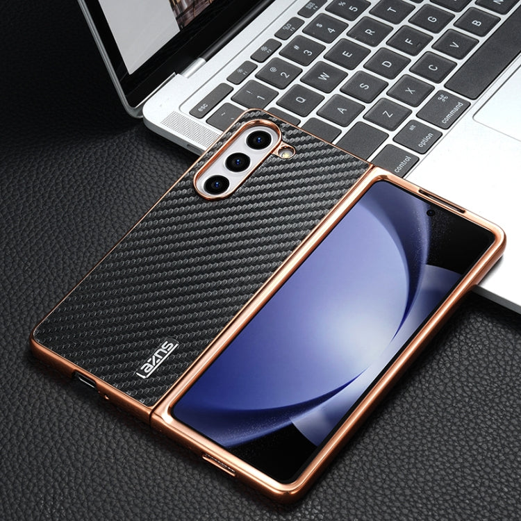 For Samsung Galaxy Z Fold5 5G AZNS Electroplated Edge Carbon Fiber Texture Phone Case