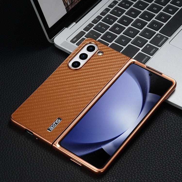 For Samsung Galaxy Z Fold5 5G AZNS Electroplated Edge Carbon Fiber Texture Phone Case