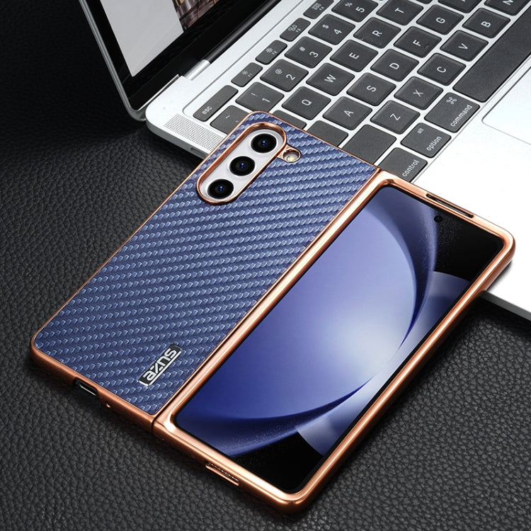 For Samsung Galaxy Z Fold5 5G AZNS Electroplated Edge Carbon Fiber Texture Phone Case