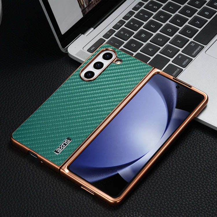 For Samsung Galaxy Z Fold5 5G AZNS Electroplated Edge Carbon Fiber Texture Phone Case