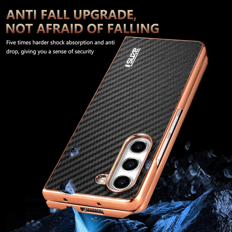 For Samsung Galaxy Z Fold5 5G AZNS Electroplated Edge Carbon Fiber Texture Phone Case