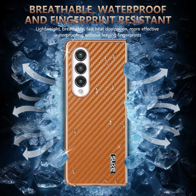 For Samsung Galaxy Z Fold4 5G AZNS Electroplated Edge Carbon Fiber Texture Phone Case