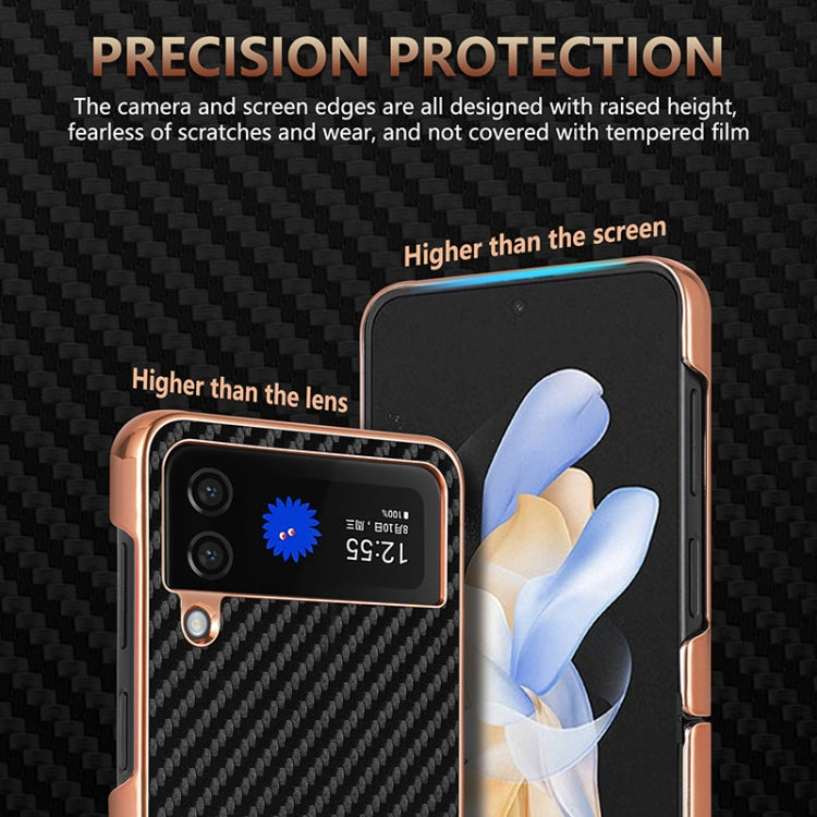 For Samsung Galaxy Z Flip3 5G AZNS Electroplated Edge Carbon Fiber Texture Phone Case