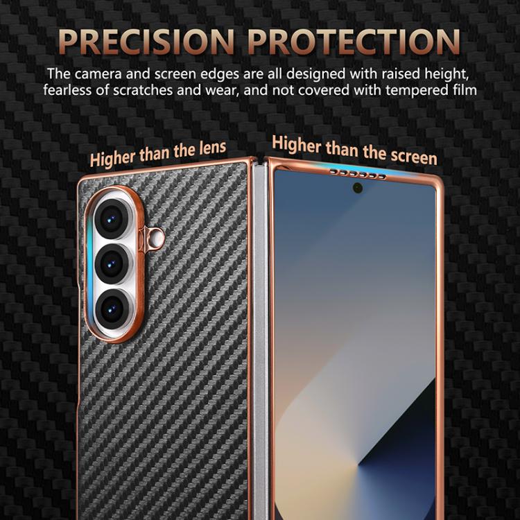 For Samsung Galaxy Z Fold7 5G AZNS Electroplated Edge Carbon Fiber Texture Phone Case