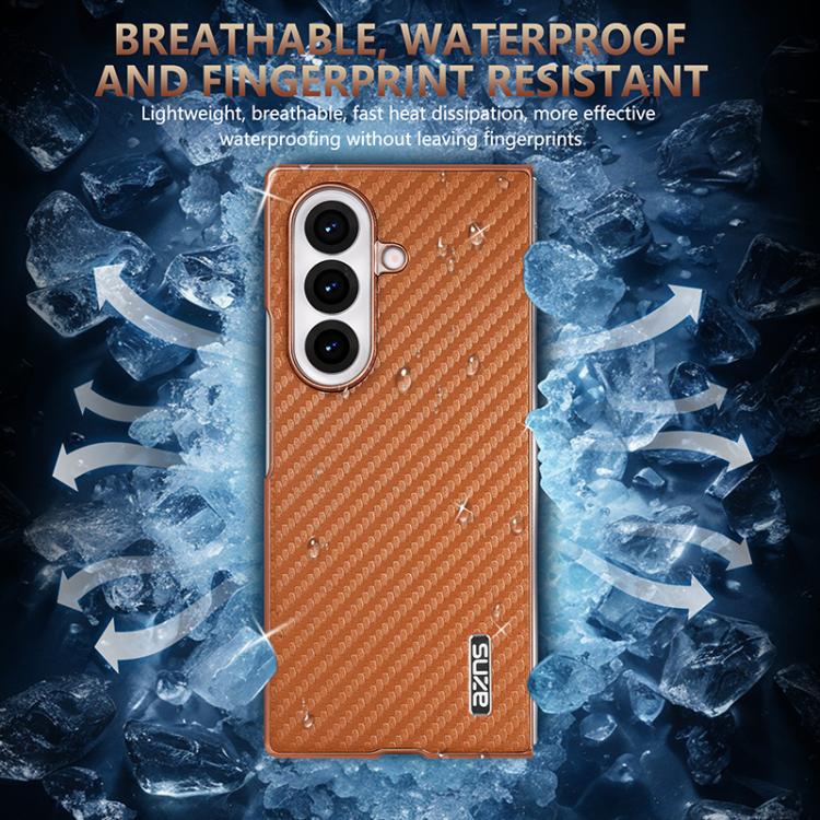 For Samsung Galaxy Z Fold7 5G AZNS Electroplated Edge Carbon Fiber Texture Phone Case
