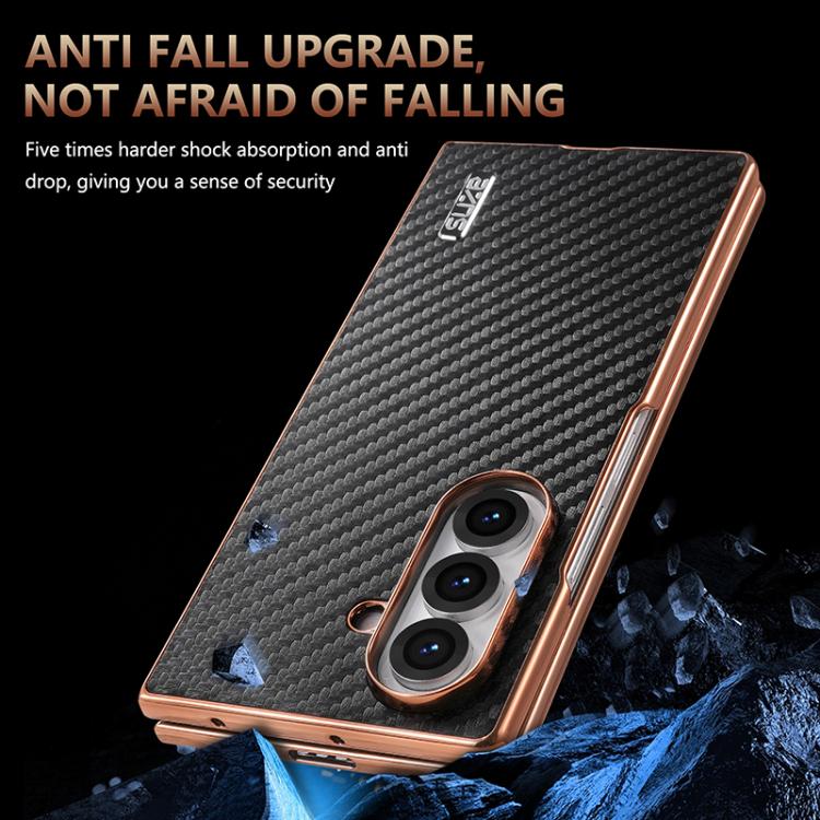 For Samsung Galaxy Z Fold7 5G AZNS Electroplated Edge Carbon Fiber Texture Phone Case