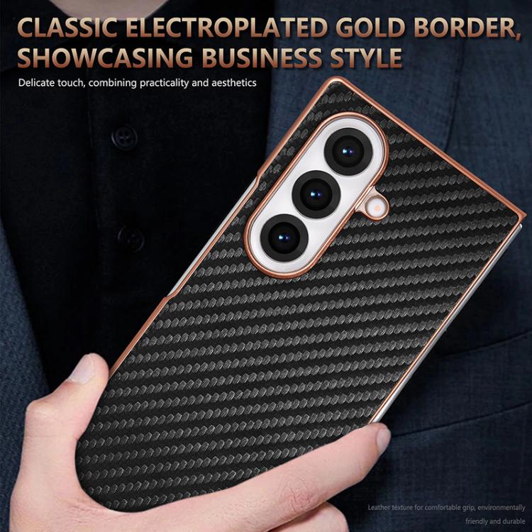 For Samsung Galaxy Z Fold7 5G AZNS Electroplated Edge Carbon Fiber Texture Phone Case