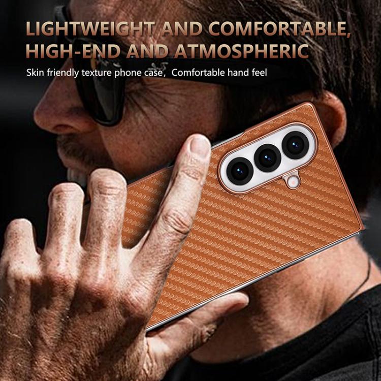 For Samsung Galaxy Z Fold7 5G AZNS Electroplated Edge Carbon Fiber Texture Phone Case