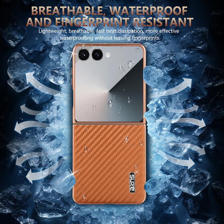 For Samsung Galaxy Z Flip7 5G AZNS Electroplated Edge Carbon Fiber Texture Phone Case