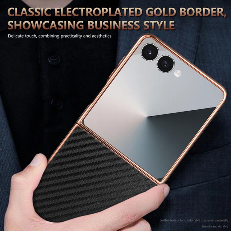 For Samsung Galaxy Z Flip7 5G AZNS Electroplated Edge Carbon Fiber Texture Phone Case