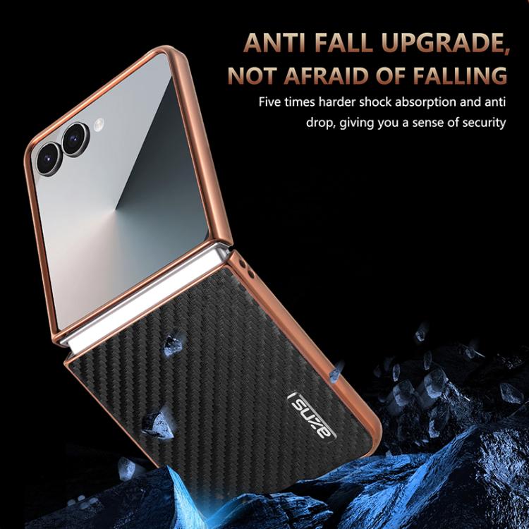 For Samsung Galaxy Z Flip7 5G AZNS Electroplated Edge Carbon Fiber Texture Phone Case