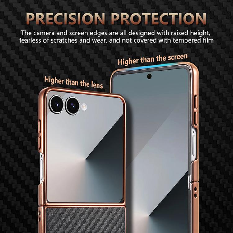 For Samsung Galaxy Z Flip7 5G AZNS Electroplated Edge Carbon Fiber Texture Phone Case