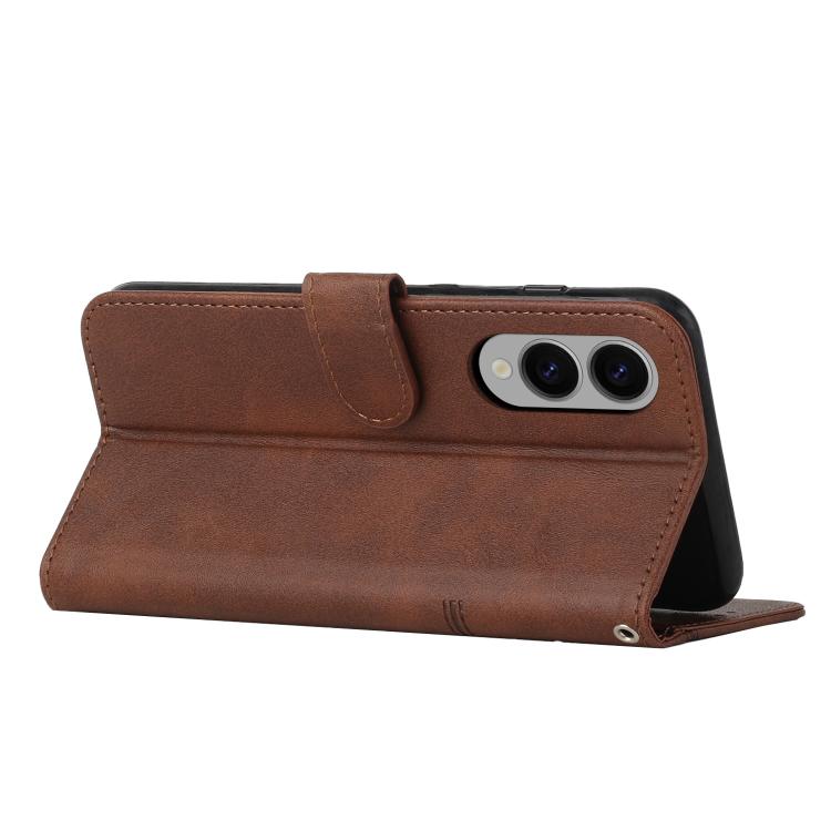 For Samsung Galaxy S25 Edge 5G Stitching Calf Texture Buckle Leather Phone Case