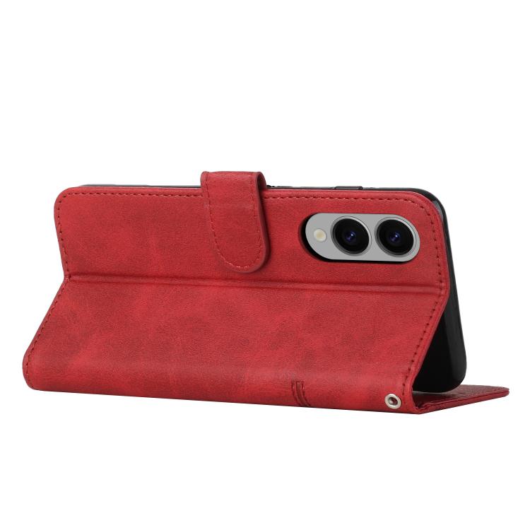 For Samsung Galaxy S25 Edge 5G Stitching Calf Texture Buckle Leather Phone Case