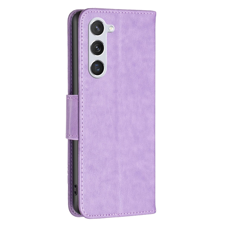 For Samsung Galaxy S25 5G Embossing Two Butterflies Pattern Leather Phone Case