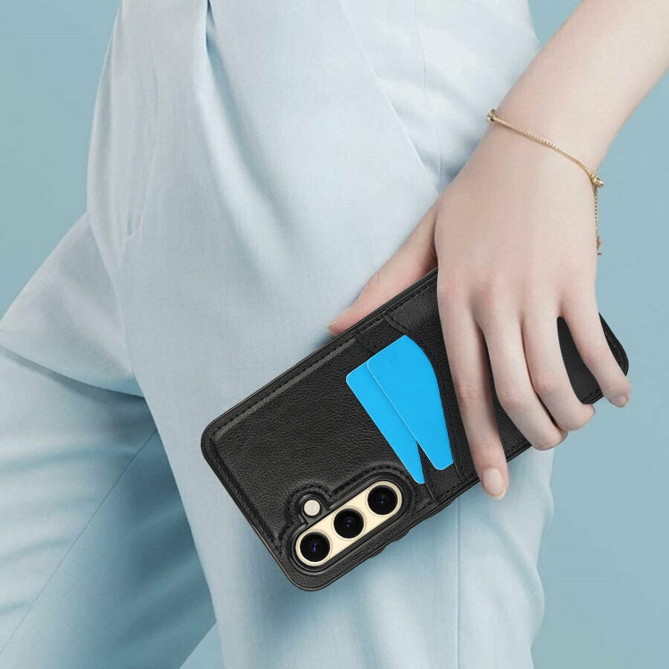 For Samsung Galaxy S24 FE 5G Litchi Leather Skin Card Slots Phone Case