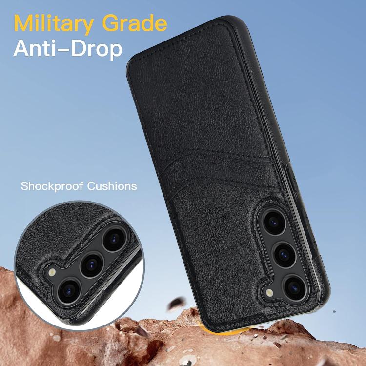For Samsung Galaxy S23 5G Litchi Leather Skin Card Slots Phone Case