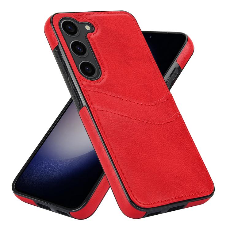 For Samsung Galaxy S23 5G Litchi Leather Skin Card Slots Phone Case