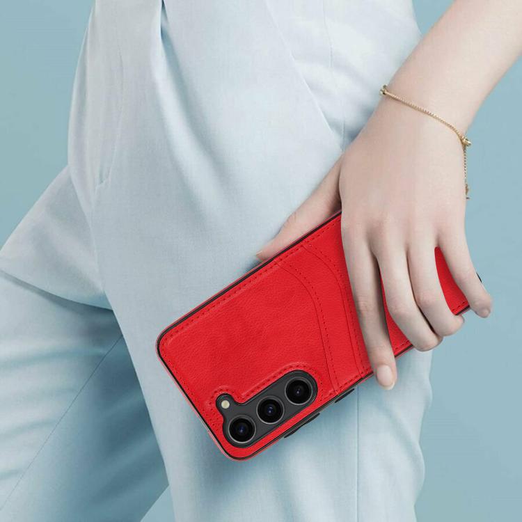 For Samsung Galaxy S23 5G Litchi Leather Skin Card Slots Phone Case