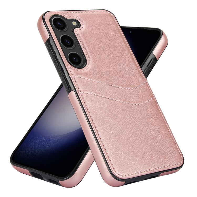 For Samsung Galaxy S23 5G Litchi Leather Skin Card Slots Phone Case