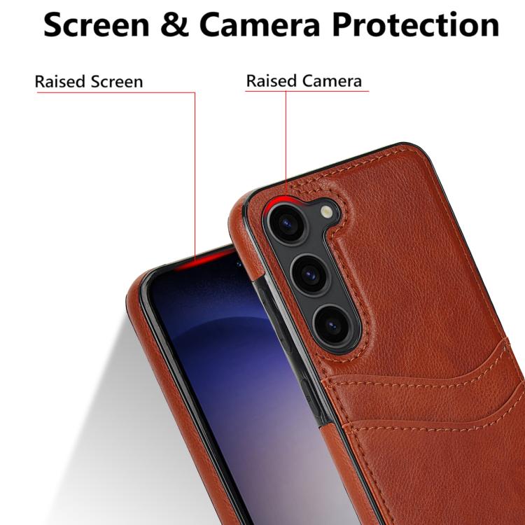 For Samsung Galaxy S23 5G Litchi Leather Skin Card Slots Phone Case