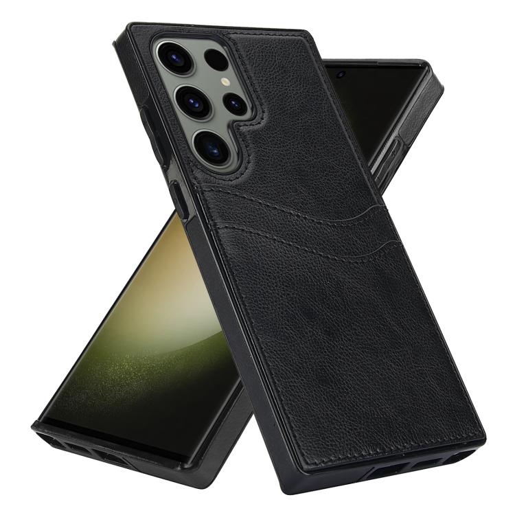 For Samsung Galaxy S23 Ultra 5G Litchi Leather Skin Card Slots Phone Case