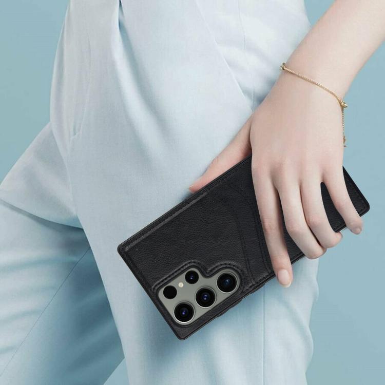 For Samsung Galaxy S23 Ultra 5G Litchi Leather Skin Card Slots Phone Case
