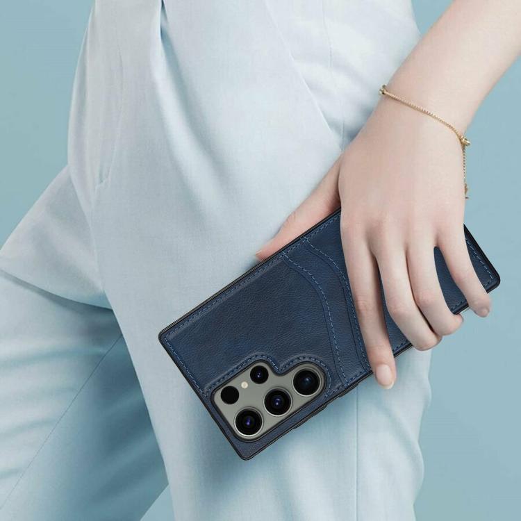 For Samsung Galaxy S23 Ultra 5G Litchi Leather Skin Card Slots Phone Case
