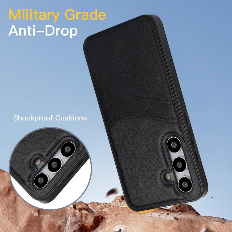 For Samsung Galaxy S24+ 5G Litchi Leather Skin Card Slots Phone Case