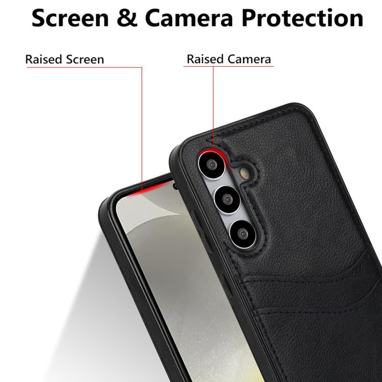 For Samsung Galaxy S24+ 5G Litchi Leather Skin Card Slots Phone Case