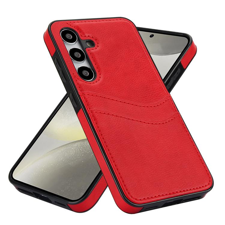 For Samsung Galaxy S24+ 5G Litchi Leather Skin Card Slots Phone Case