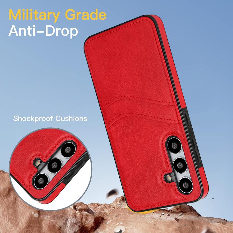 For Samsung Galaxy S24+ 5G Litchi Leather Skin Card Slots Phone Case