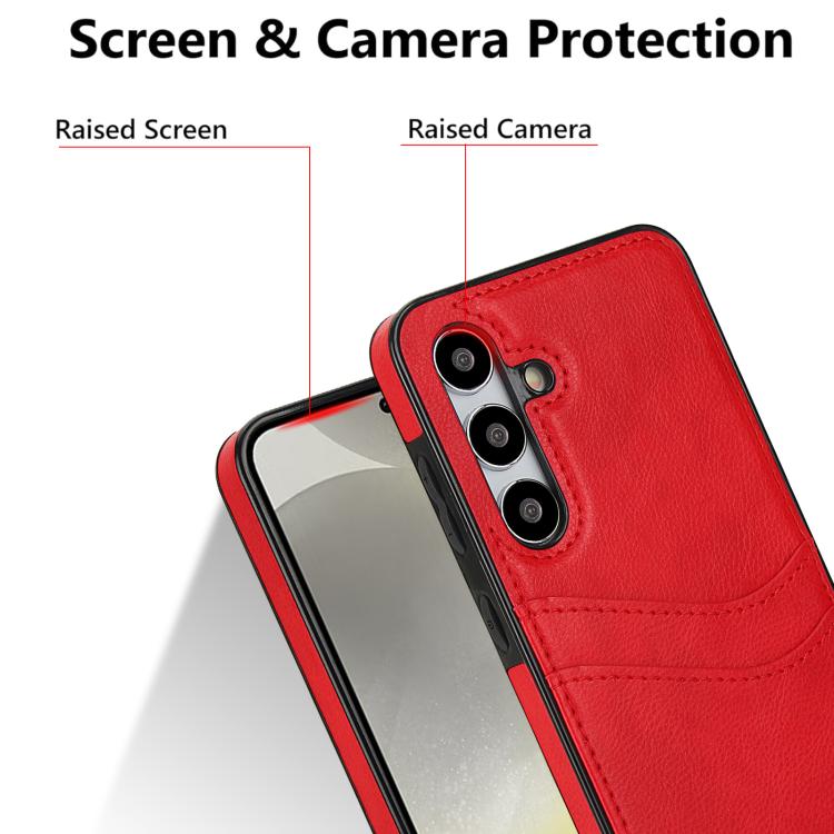 For Samsung Galaxy S24+ 5G Litchi Leather Skin Card Slots Phone Case