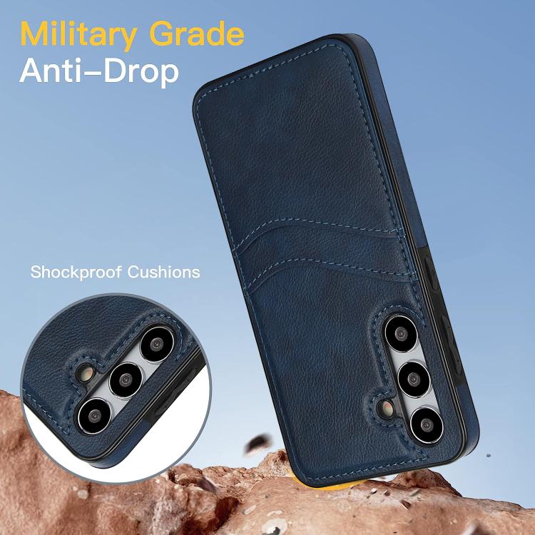 For Samsung Galaxy S24+ 5G Litchi Leather Skin Card Slots Phone Case