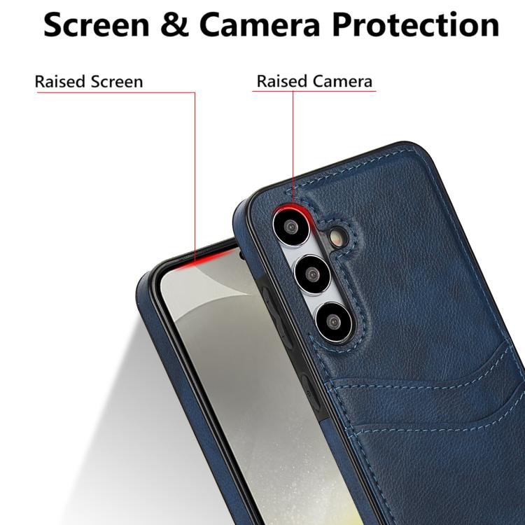 For Samsung Galaxy S24+ 5G Litchi Leather Skin Card Slots Phone Case