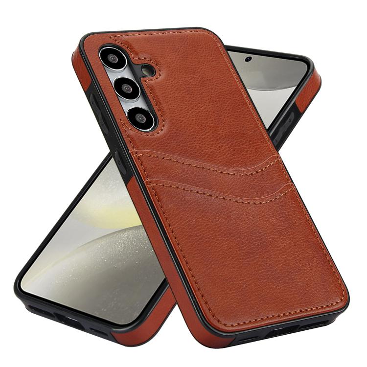 For Samsung Galaxy S24+ 5G Litchi Leather Skin Card Slots Phone Case