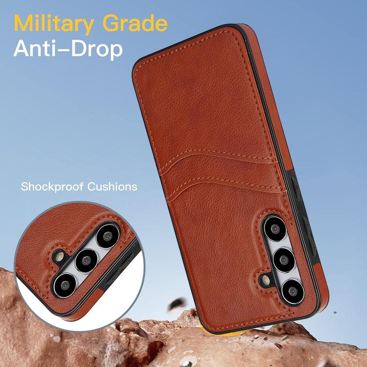 For Samsung Galaxy S24+ 5G Litchi Leather Skin Card Slots Phone Case