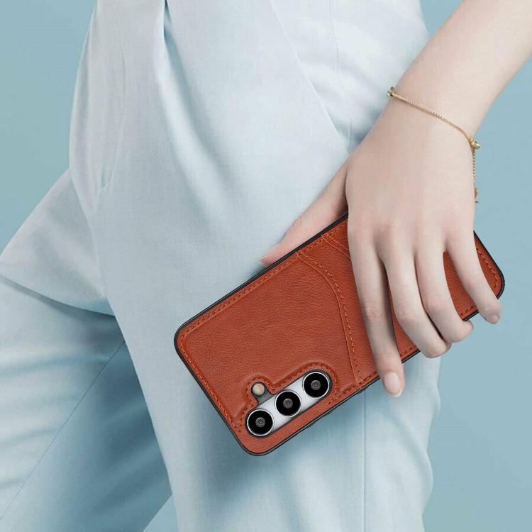 For Samsung Galaxy S24+ 5G Litchi Leather Skin Card Slots Phone Case