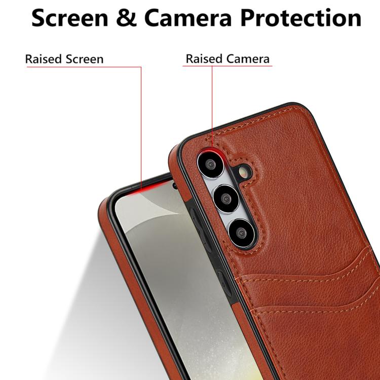 For Samsung Galaxy S24+ 5G Litchi Leather Skin Card Slots Phone Case